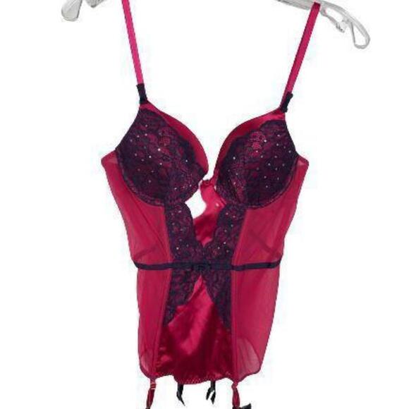 #3009-3 Adore Me Size M Sexy Teddy Bodysuit Lingerie With Garter Belt Suspender - Picture 1 of 9